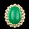 14k Yellow Gold 13.50ct Jade 1.30ct Diamond Ring