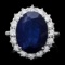 14k Gold 12.17ct Sapphire 1.48ct Diamond Ring