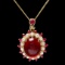 14k Yellow Gold 8.2ct Ruby 0.44ct Diamond Pendant