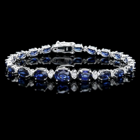 14k Gold 12.00ct Sapphire 0.80ct Diamond Bracelet