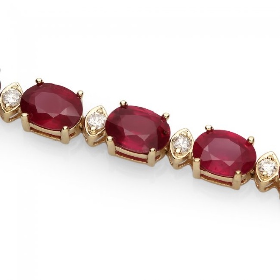 14k Gold 27.50ct Ruby 0.90ct Diamond Bracelet