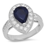 14K Gold 2.17ct Sapphire 1.05cts Diamond Ring