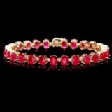 14k Gold 32.00ct Ruby 0.80ct Diamond Bracelet