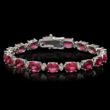 14K Gold 22.52ct Tourmaline 1.02ct Diamond Bracelet