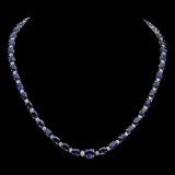 14K Gold 38.53ct Sapphire 1.70ct Diamond Necklace