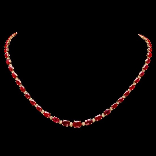 14k Gold 27.50ct Ruby 1.50ct Diamond Necklace