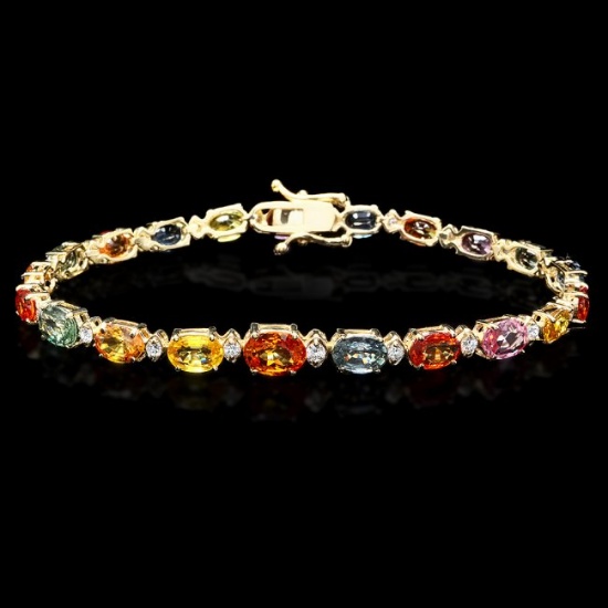 14k Gold 15.00ct Sapphire 0.70ct Diamond Bracelet