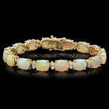 14K Gold 16.97ct Opal 1.45ct Diamond Bracelet