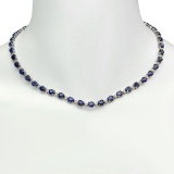 14K Gold 31.39ct Sapphire 1.52ct Diamond Necklace