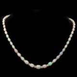 14k Gold 18.00ct Opal 1.15ct Diamond Necklace