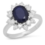 14K Gold 1.84ct Sapphire 0.90cts Diamond Ring