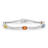 14K Gold 3.40ct Fancy Color Sapphire 1.50cts Diamond Bracelet