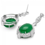 14k Gold 13.00ct Jade 1.75ct Diamond Earrings