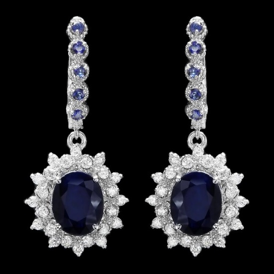 14k Gold 6.4ct Sapphire 1.00ct Diamond Earrings