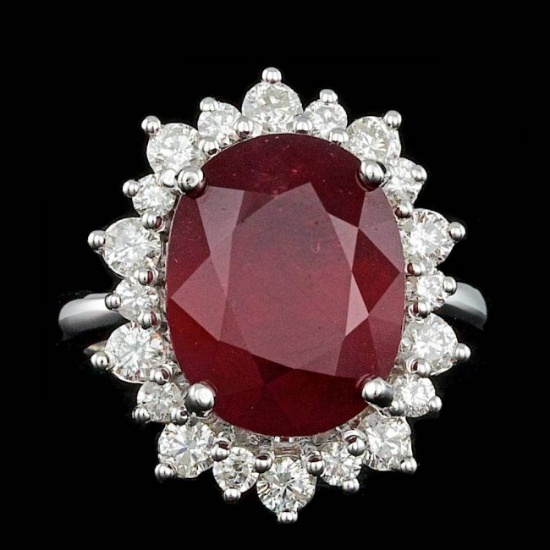 14k White Gold 11.00ct Ruby 1.15ct Diamond Ring