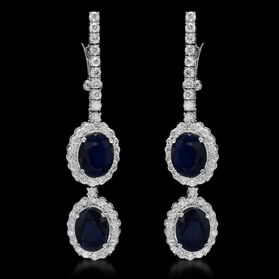 14K Gold 6.98ct Sapphire 1.95ct Diamond Earrings