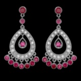 14k Gold 3.00ct Ruby 1.30ct Diamond Earrings