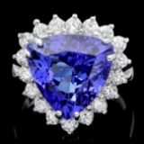 18k Gold 10.00ct Tanzanite 1.10ct Diamond Ring