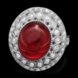 14k White Gold 10.00ct Ruby 1.25ct Diamond Ring