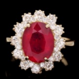 14k Yellow Gold 5.00ct Ruby 1.30ct Diamond Ring