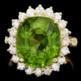 14k Gold 9.00ct Peridot 1.00ct Diamond Ring