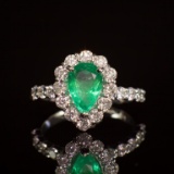 14K Gold 1.60ct Emerald 1.51ct Diamond Ring