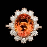 14k Rose Gold 4.50ct Citrine 1.30ct Diamond Ring