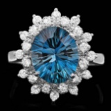 14k White Gold 3.80ct Topaz 0.65ct Diamond Ring