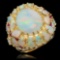 14k Yellow Gold 12.46ct Opal 0.39ct Ruby 1.20ct Diamond Ring