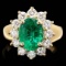 14k Gold 2.70ct Emerald 1.30ct Diamond Ring