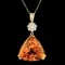 14k Gold 30.50ct Citrine 0.60ct Diamond Pendant