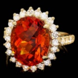 14k Gold 8.00ct Citrine 1.20ct Diamond Ring