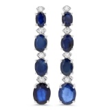 14K Gold 9.00ct Sapphire 0.36cts Diamond Earrings