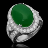 14K Gold 8.96ct Jadeite 2.00ct Diamond Ring