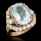 14K Gold 8.00ct Aquamarine 2.05ct Diamond Ring