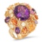 14K Gold 8.26ct Amethyst 6.46ct Sapphire 0.7cts Diamond Ring