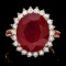 14k Yellow Gold 10.3ct Ruby 0.70ct Diamond Ring