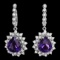 14k Gold 11.00ct Amethyst 2.00ct Diamond Earrings