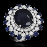 14K Gold 9.97ct Sapphire 2.31ct Diamond Ring