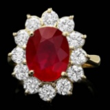 14k Yellow Gold 5.00ct Ruby 2.00ct Diamond Ring