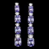 14k Gold 7ct Tanzanite 0.45ct Diamond Earrings