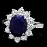 14k White Gold 3.00ct Sapphire 1ct Diamond Ring