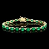 14k Gold 10ct Emerald 0.60ct Diamond Bracelet