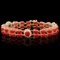 14k Gold 25ct Coral 1.40ct Diamond Bracelet