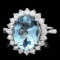 14k Gold 3.50ct Aquamarine 0.80ct Diamond Ring