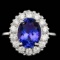 14k Gold 4.00 Ct Tanzanite 1.00ct Diamond Ring