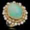 14K Gold 10.00ct Opal 0.80ct Sapphire 1.00ct Diamond Ring