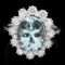 14k Gold 3.00ct Aquamarine 1.25ct Diamond Ring