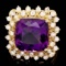 14k Gold 7.30ct Amethyst 1.00ct Diamond Ring