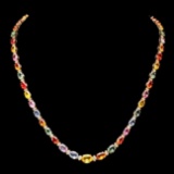 14k Gold 30.00ct Sapphire 1.20ct Diamond Necklace